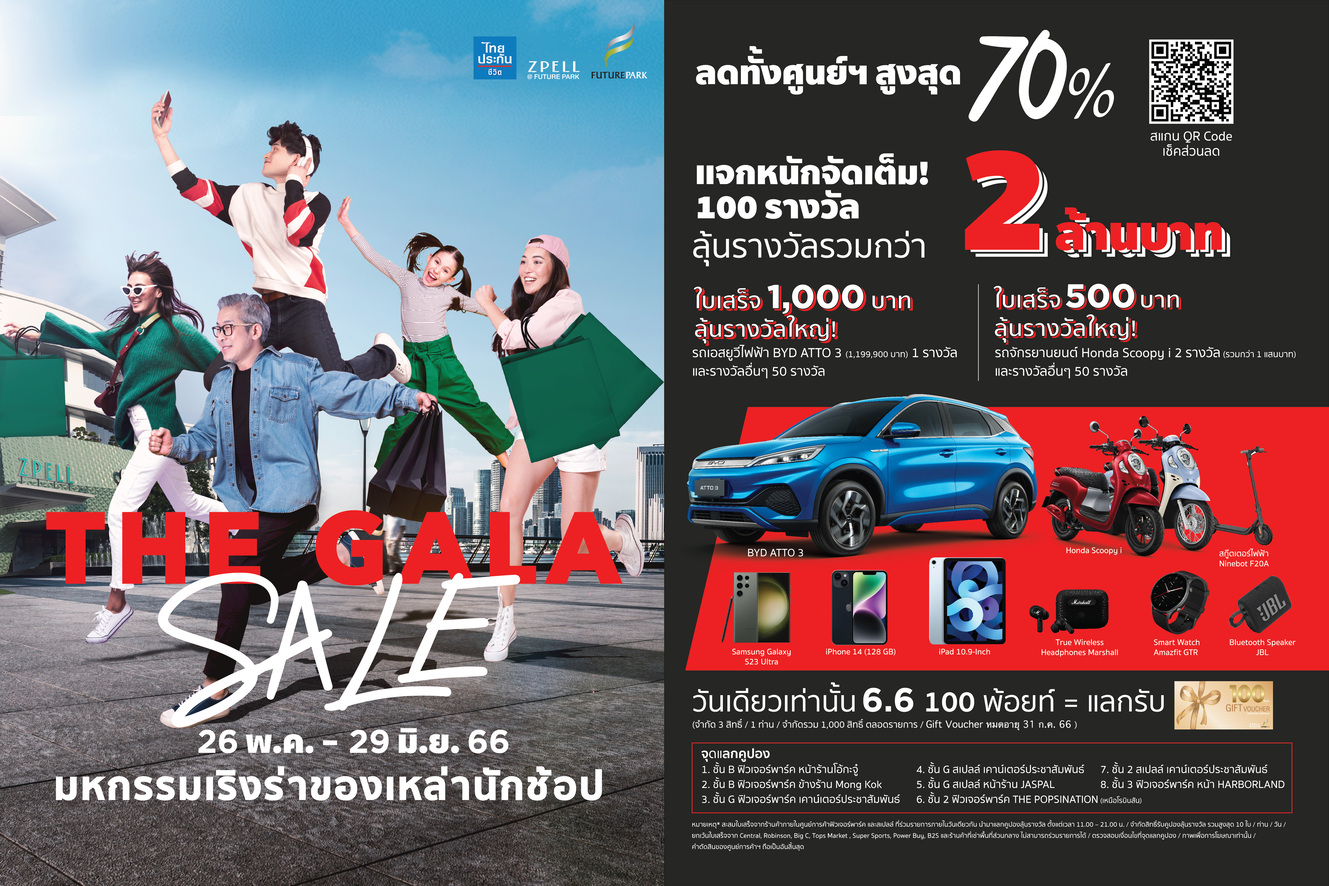 “ศูนย์การค้าฟิวเจอร์พาร์ค และสเปลล์” จัดแคมเปญสุดคุ้มกลางปี!! ลดทั้งศูนย์ฯ สูงสุด 70% พร้อมแจกหนักจัดเต็ม ลุ้นรางวัลรวมกว่า 2 ล้านบาท