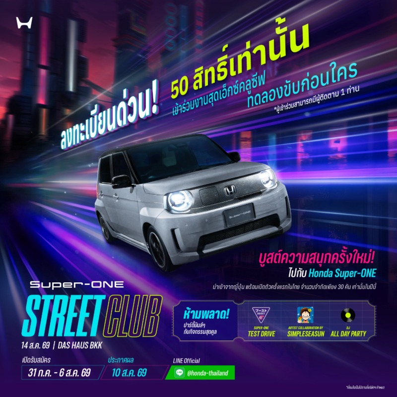 ได้เวลาบูสต์ความสนุกครั้งใหม่! Honda Super-ONE ใหม่ เตรียมเปิดตัวในไทย 14 ส.ค. นี้ ลิมิเต็ดเพียง 30 คันในปีนี้!